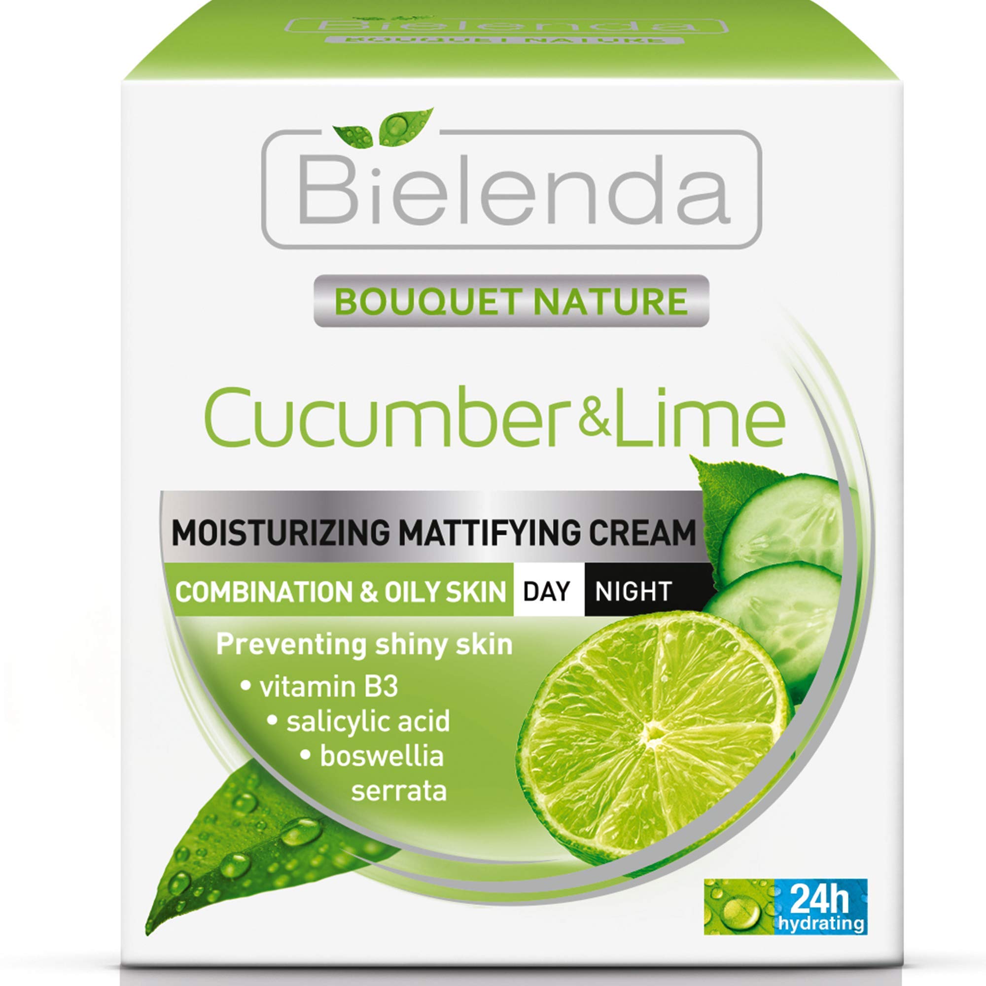 Bielenda Bouquet Nature Cucumber and Lime Day / Night Mattifying Face Cream for Combination and Oily Skin