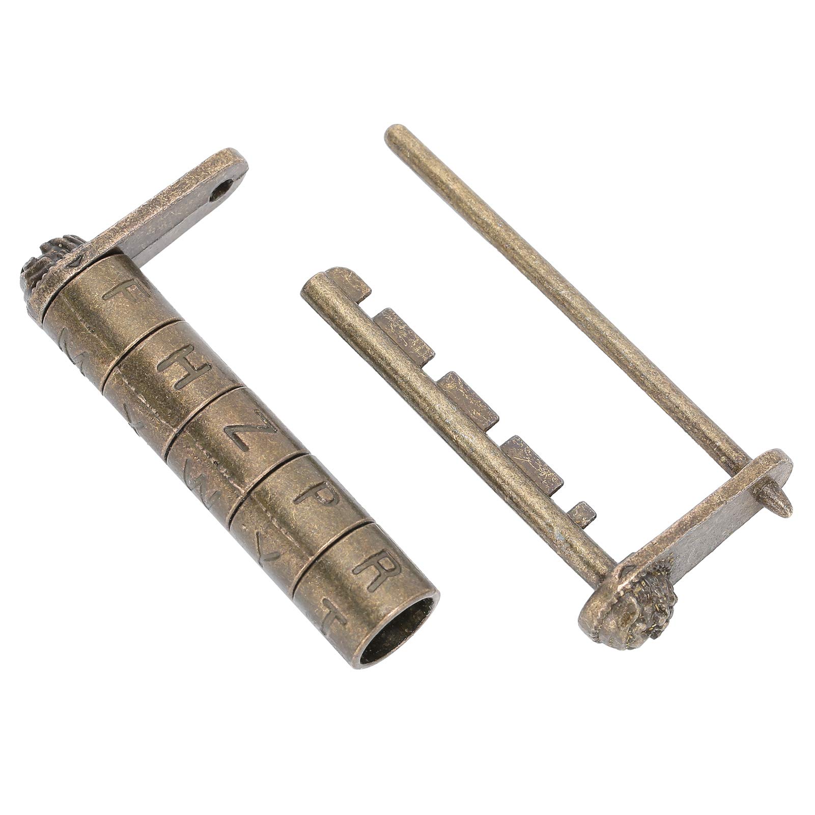 Antique Combination Padlock, Vintage Bronze Zinc Alloy Chinese Style English Letter Password Door Decorative Lock Suitable for Wooden Jewelry Gift Wine Tool Boxes