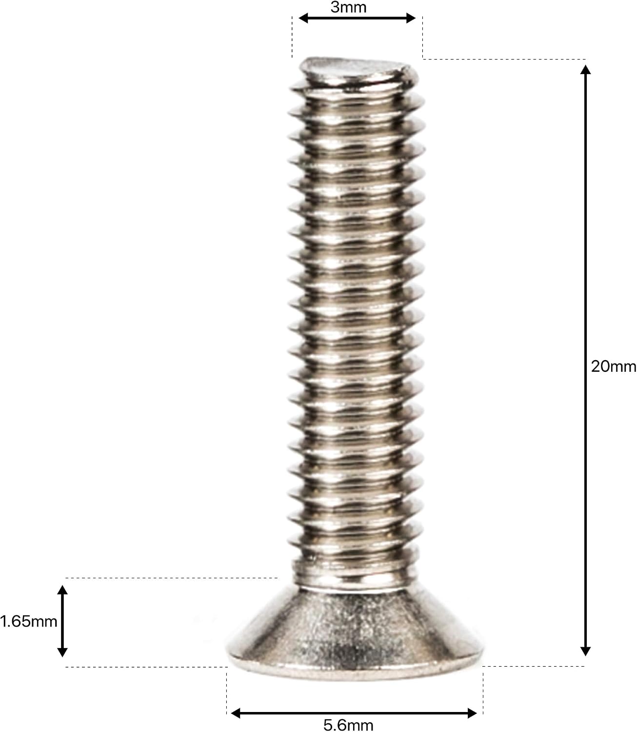 M3 (3mm x 20mm) Phillips Countersunk Machine Screws Flat Head Steel (Pack of 20) G07-08BCD, Silver - Image 3