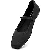 NIEARDAN Women's Ballet Flats Square Toe Slip On Shoes Knit Dress Mary Jane Flats Woman Comfy Soft Causal Work Walking
