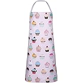 RosieLily Cute Cupcake Apron - Pink Apron for Women & Teen Girls - Kitchen Apron for Cooking, Gardening, Grilling & BBQ - Gift for Baker