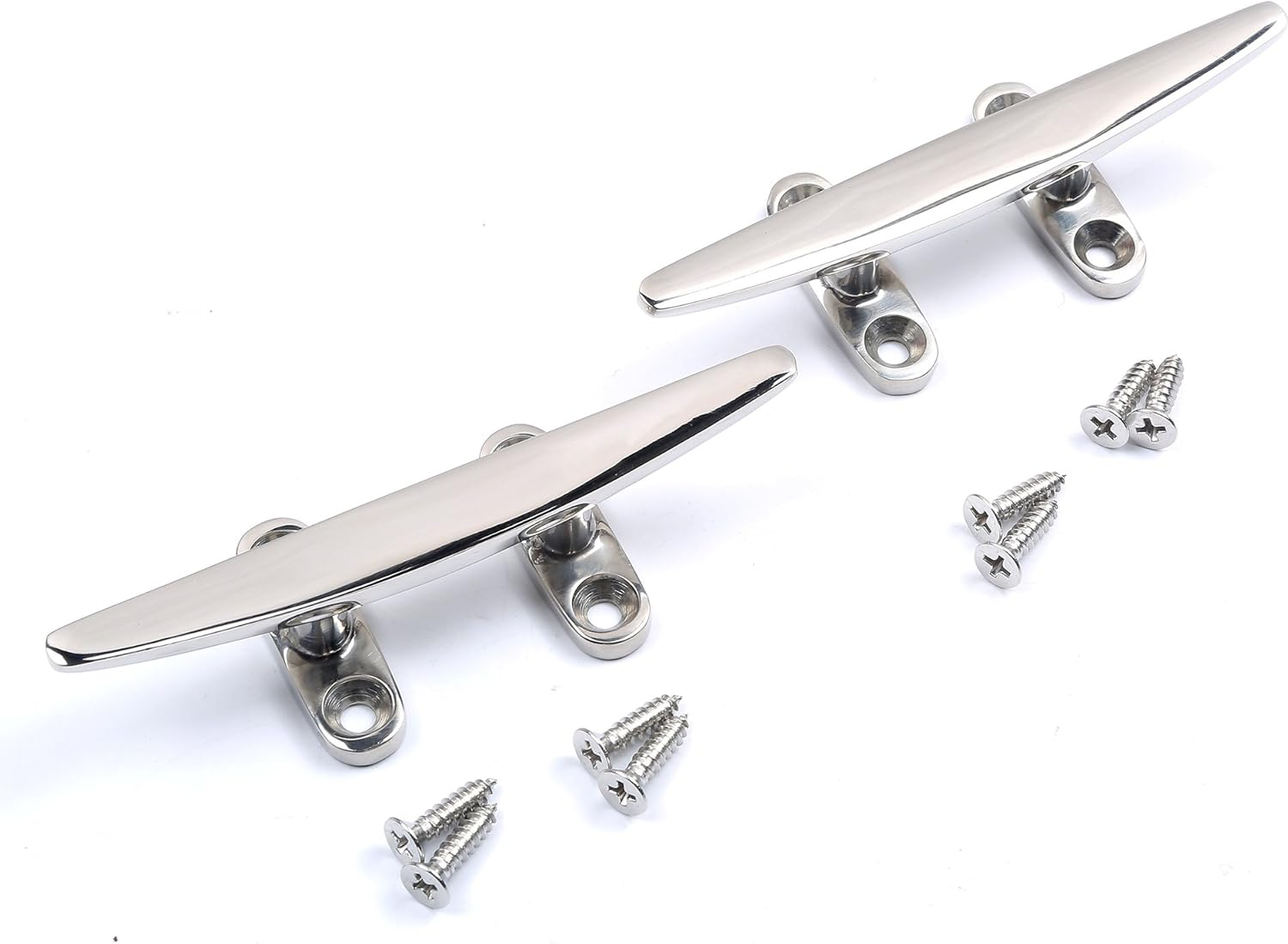 Mxeol 5 Inch Boat Cleat Dock Open Base w/Screws Marine Stainless Steel Pair : Sports & Outdoors