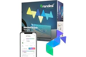 Nanoleaf Shapes WiFi and Thread Smart RGBW 16M+ Color LED Dimmable Gaming and Home Decor Wall Lights Smarter Kits (Triangles 
