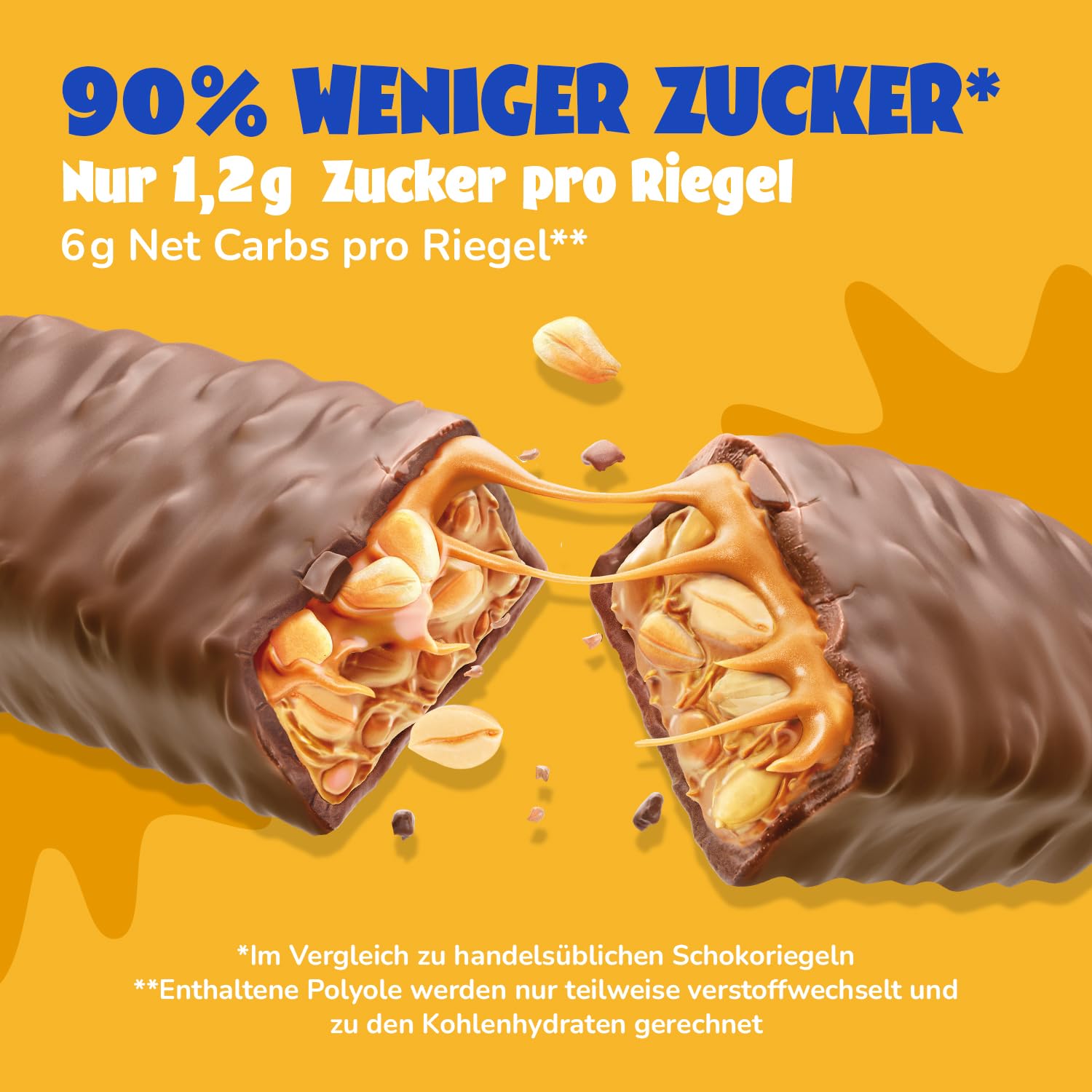 AHEAD Veganer Süßigkeiten Riegel – Salted Peanut Caramel – 16 x 35g – Keto Riegel mit zuckerfreier Schokolade – nur 5g Net Carbs pro Low Carb Süßigkeit - Verbesserte Rezeptur 5