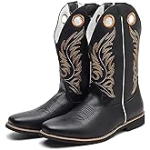 CHUUMEE Mens Cowboy Boots Square Toe Classic Fashion Embroidery Western Boot for Male Slip Resistant Durable