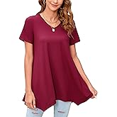 ENMAIN Womens Tunic Tops Short Sleeve Plus Size Summer Tunic Tops to Wear with Leggings Printed T-Shirt Floral Blouses