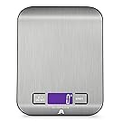 J&A Kitchen digital scale, food & medical scale, multifunction food scale with LCD Display, stainless steel, silver(Batteries included) (Black)