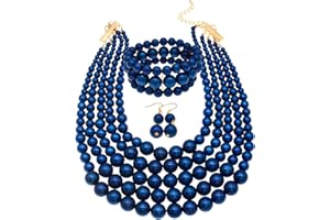 WE WE Faux Pearl Necklace Set - Multi Strand, Bib, Earrings & Bracelet - 1920s Costume Jewelry