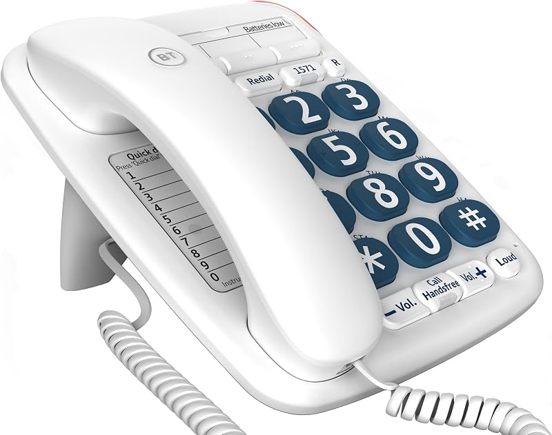BT Big Button 200 Corded Landline Phone - Elderly Friendly, Amplified, Hearing