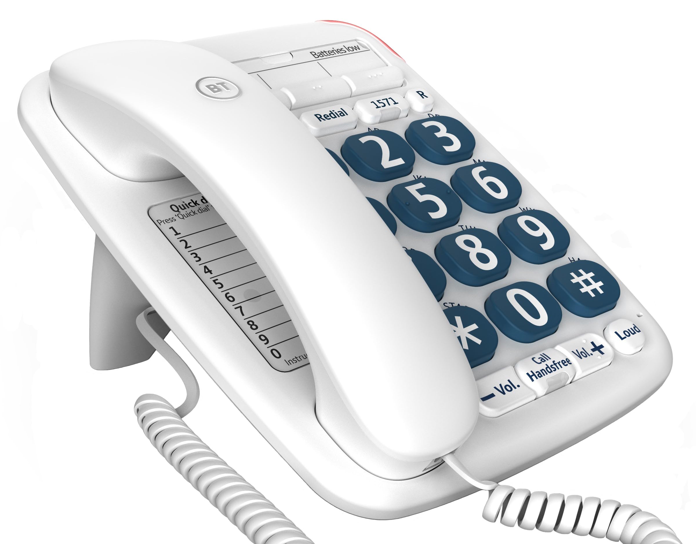BT Big Button 200 Corded Landline House Phone, Home Phone, Elderley Friendly Big Buttons, Hearing Aid Compatible, Amplified Speech, Handsfree