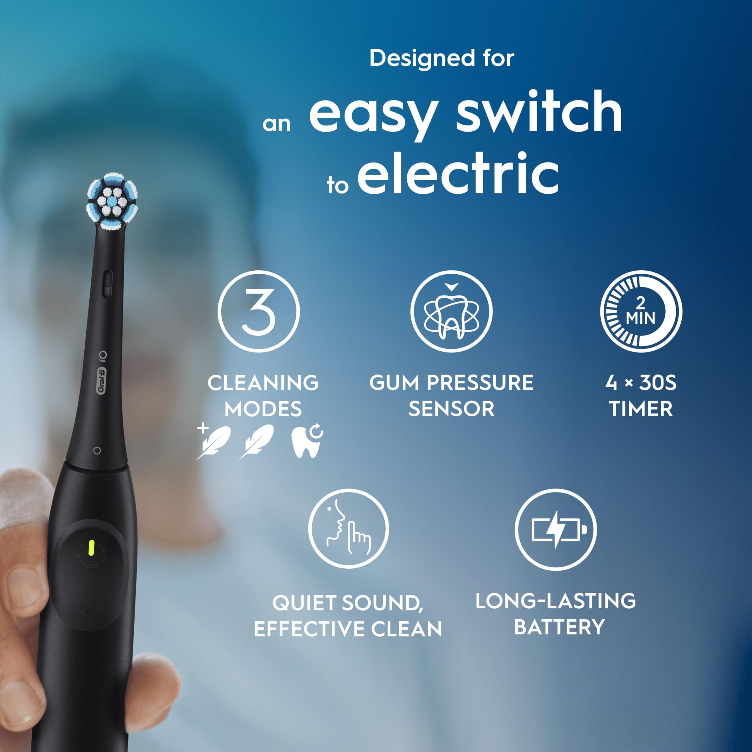 Oral-B iO2 Duo Electric Toothbrushes, 2 Gentle Care Toothbrush Heads, 1 Travel Case, 1 Travel Refill Holder, Oral B Toothbrush Adults (Night Black and Calm Pink), Designed by Braun, 2 Pin UK Plug
