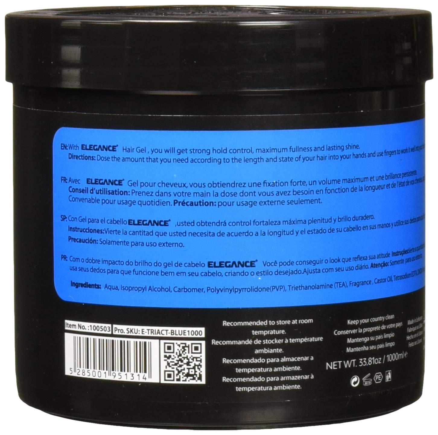 ELEGANCE GEL Triple Action Hair Gel, Blue, 33.8 oz: Premium Beauty