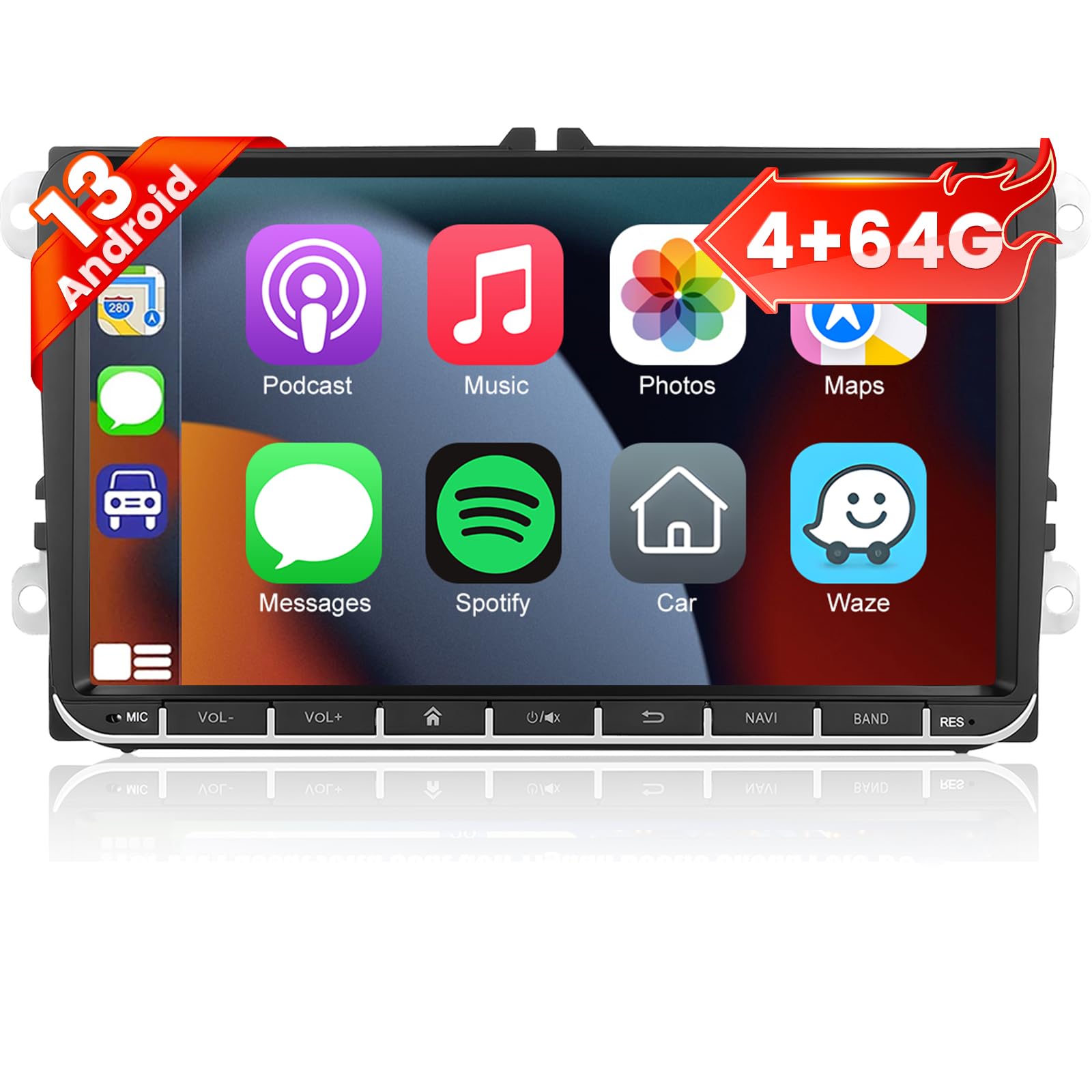 Photo 1 of [4G+64G] 9 inch Car Radio for VW Jetta Passat Seat Golf Tiguan Beetle, 9inch Touch Screen Android Volkswagen Jetta Stereo, Wireless Carplay/Android Auto/32 EQ Audio/SWC