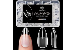 Modelones Almond Nail Tips 510pcs Medium Clear Soft Fake Press On Nails Tip | Pre Etched Half Matte Full Cover Clear Acrylic Gel False Press on Extension