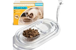 HARHANA Disposable Ant Away Cat Bowls - 20 Pack Food-Friendly Plastic Bowls with Water Moat, Travel Dog & Cat Food Bowls for Outdoor Camping, Hiking, Emergency Kits (20 Packs)