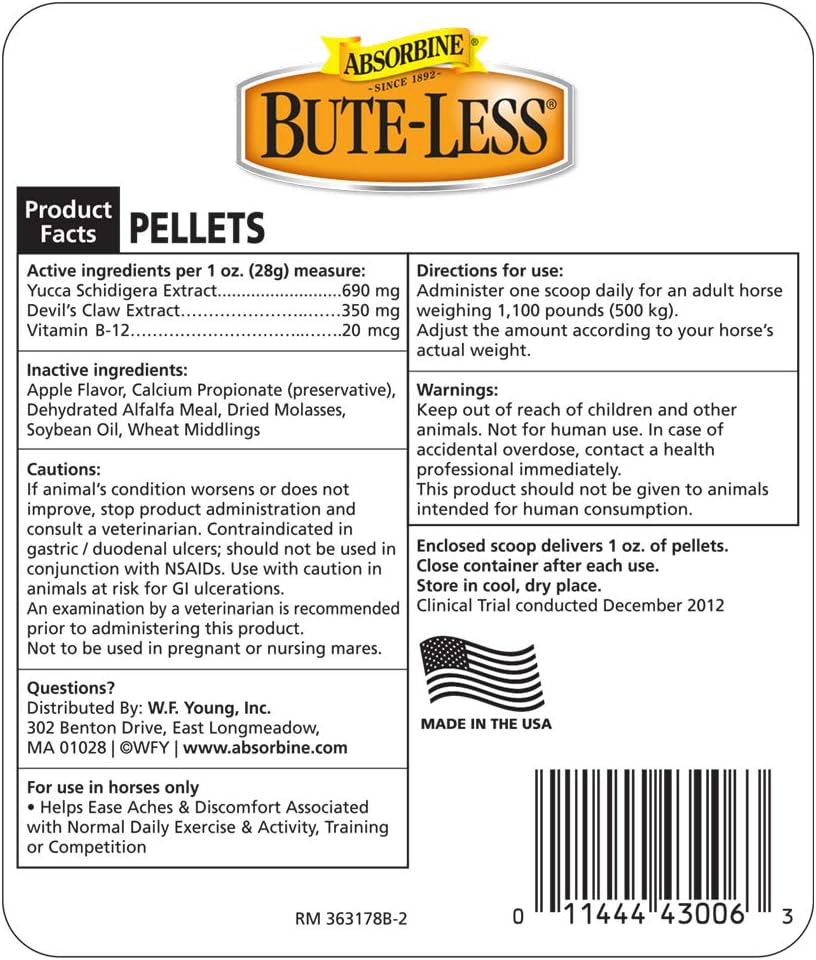Bute-Less Comfort & Recovery Supplement Pellets, Healthy Inflammatory Response, 5 lb / 80 Day Supply : Pet Supplies