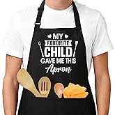 heiyihe Funny Aprons for Woman Men, Cotton Aprons with Pockets for Grilling, Perfect for Cooking, Gardening, Bartending