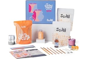 Sculpd Candle Making & Pottery Kit - Complete 2 Person Art Set: Includes Air Dry Clay, Soy Wax, Fragrance & Tools - DIY Arts Crafts Gift for Adults, Teens, Men & Women Candles Crafting (Orange Ginger)