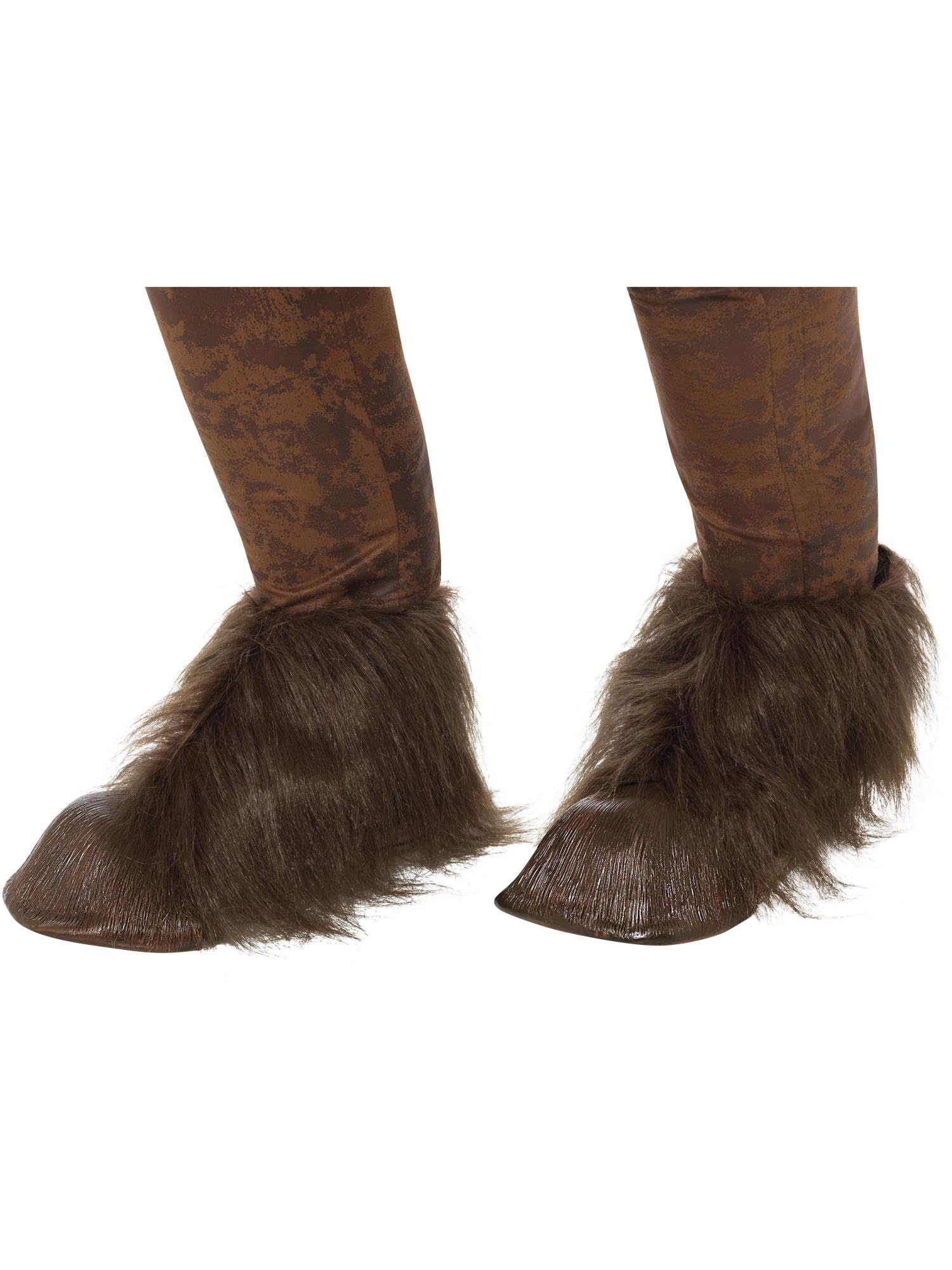 Smiffys Beast Krampus Demon Hoof Shoe Covers, Brown – Latex and Faux Fur Foot Covers for Adults, Realistic Demon or Beast Costume Accessory for Christmas Halloween Fancy Dress