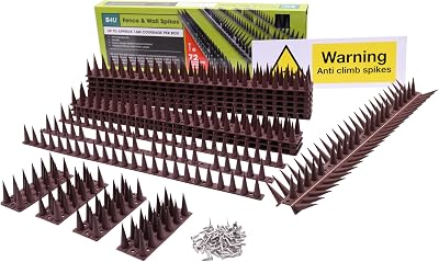 S4U Fence Wall Spikes 12pc Anti-Climb Deterrent Brown 44.3cm 5.3m-15.9m