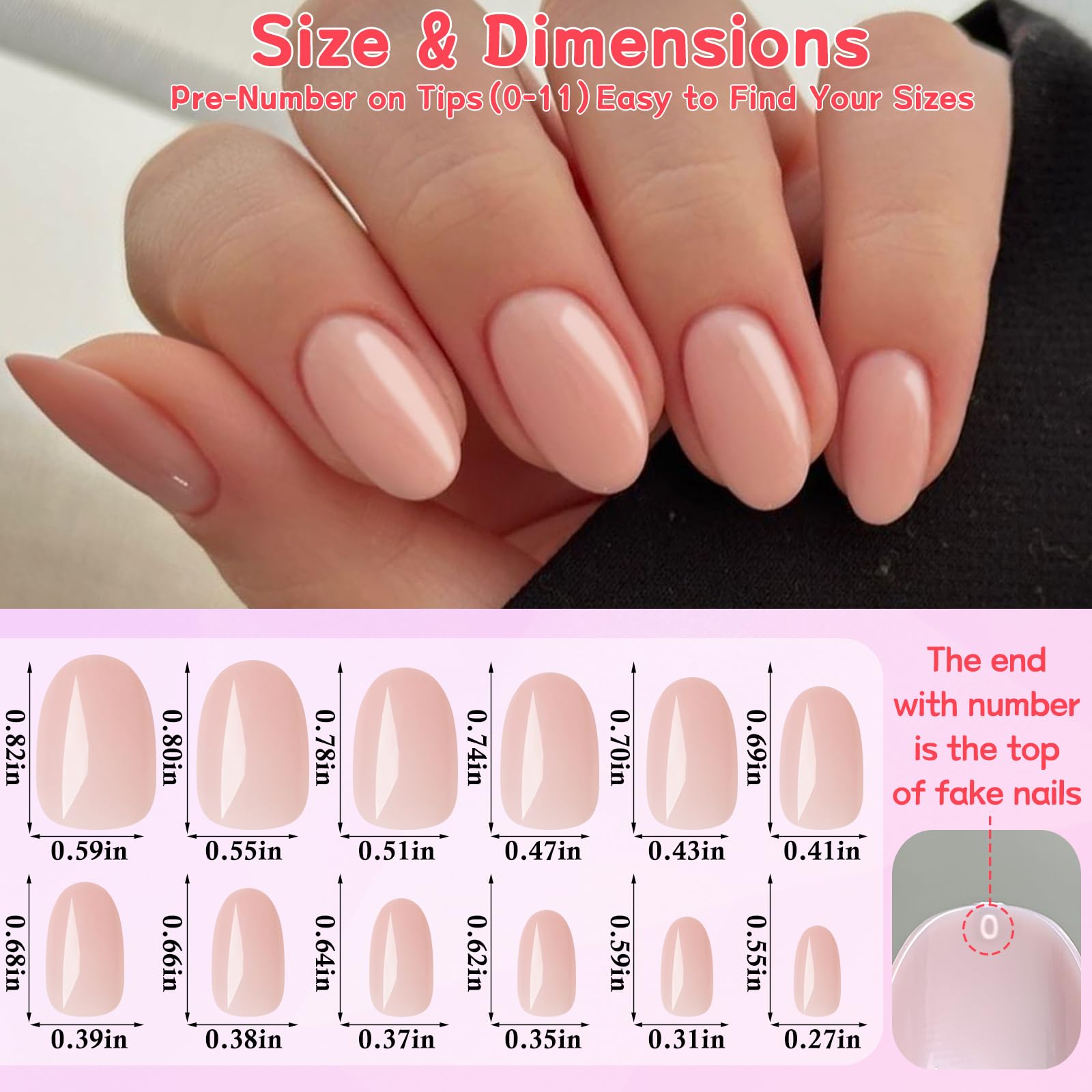 Lifextol Short Press on Nails Almond Fake Nails False Stick on Nails Press ons, 240pc Acrylic Pink Press on Nails Short Almond Glue on Nails with Nail Glue Adhesive Tabs for Women Girls Kids - Image 6