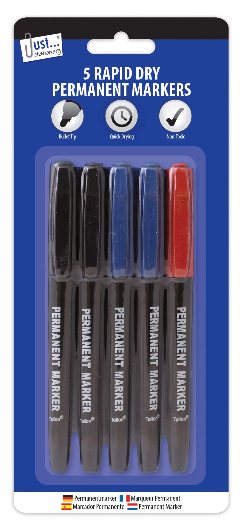 Just stationery Rapid Dry Permanent Marker (Pack of 5), 1157