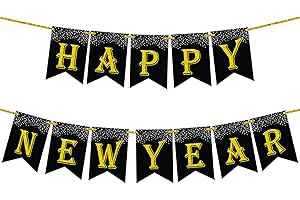 KatchOn, Glitter Gold Happy New Year Banner 2024-10 Feet, No DIY | Happy New Year Sign | Happy New Year Decorations 2024 | New Years Eve Party Supplies 2024 | New Years Banner | NYE Decorations 2024