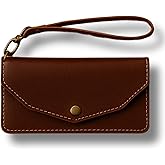 CestAntiQ Full Grain Leather Zipper Cash Envelope Wallet Wine | Handmade full grain leather, 4 card slots, 1 currency compartment, zipper closure with leather puller, for men and women