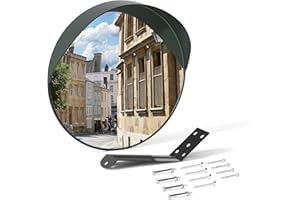 VIVIJASON 12 inch Adjustable Convex Security Mirror, Indoor Outdoor Curved Safety Mirror, Wide Angle View for Office Warehouse Driveway Store Garage Blind Spot