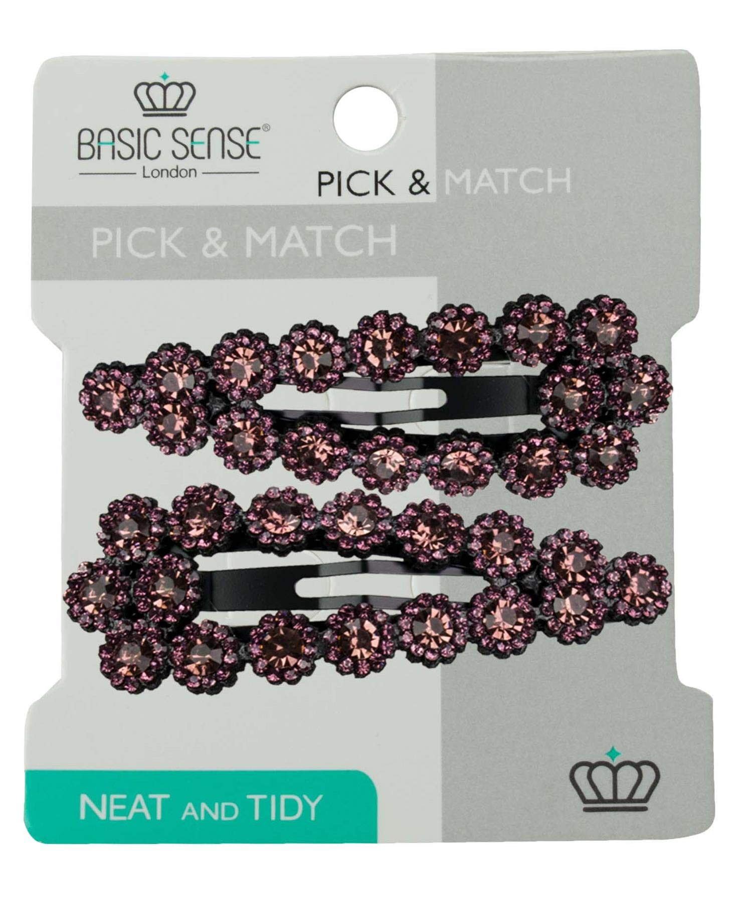 Large Shiny Diamante Rhinestone Triangular Shape Snap Hair Clips, Wedding Bridal Accessories 2PCS, Dusky Pink