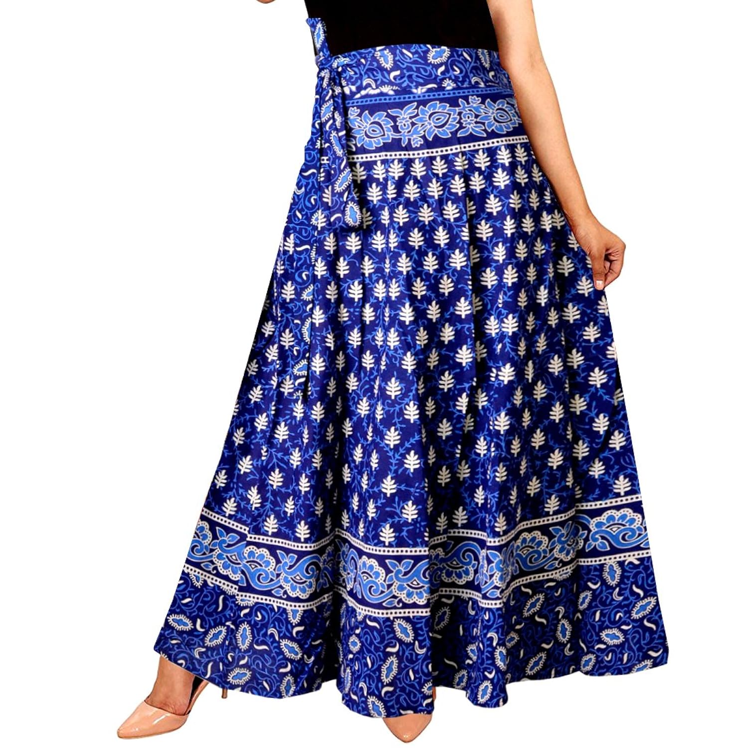 women's 100% pure cotton wrap around skirt with elegant print