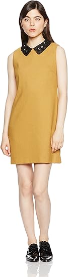 ミーア Miia ビジューカラーサックワンピース イエロー F ワンピース チュニック 通販 Amazon