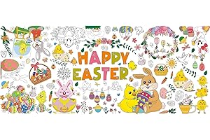 Easter Colouring Tablecloth for Kids, Giant 72x30 Inch Colouring Craft Poster Banner, Party Table Decorations Cloth for Easte
