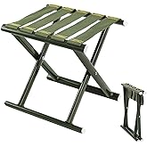 Heavy Duty Folding Stool, Full Steel Frame Camping Stool for Adults, 400LBS Capacity Military Green Portable Stool with Thickened Webbing, Anti-Slip Feet for Outdoor Camping Hunting Fishing Gardening