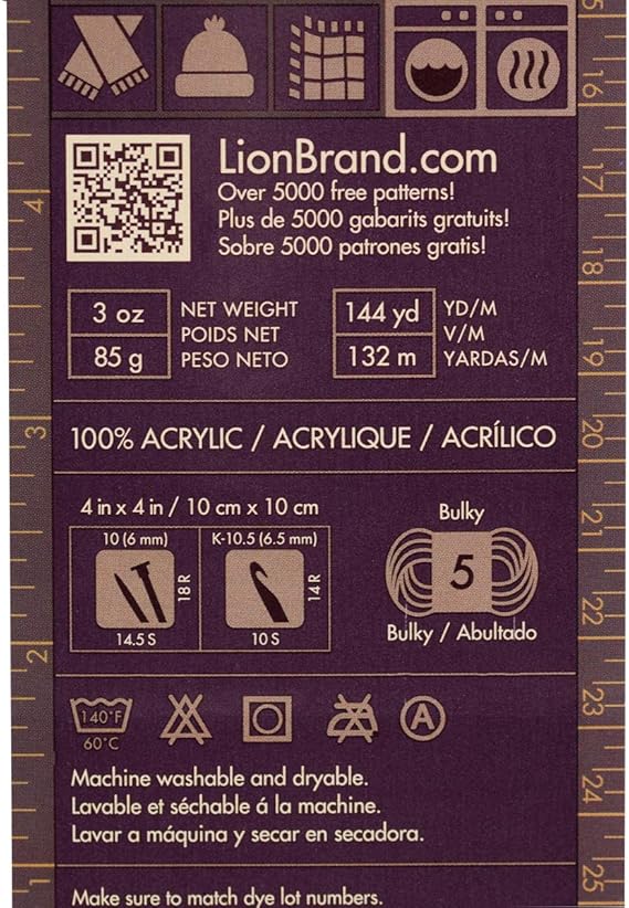 Amazon Com Lion Brand Yarn 3 Pack Chunky Yarn Acrylic 100 Percent Soft Yarn For Knitting Crocheting Bulky 5