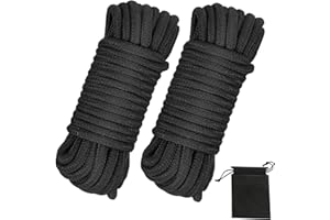 picoggo Soft Cotton Rope, 32 feet / 10m Rope, 8mm Thick, Soft Rope, Long Rope, Soft Tying Rope (Black+Black)