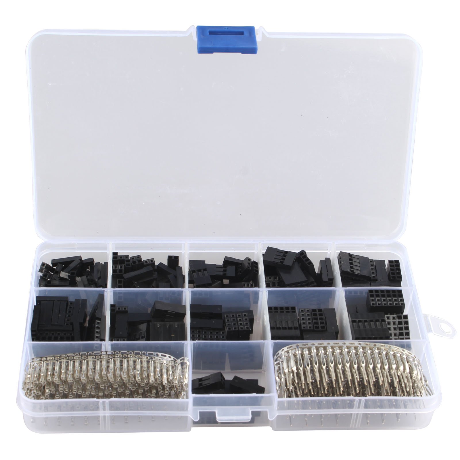 HALJIA 620pcs 2.54mm/0.1" Dupont Crimp Pin Connector Pin Header Wire Jumper and M/F Crimp Pins