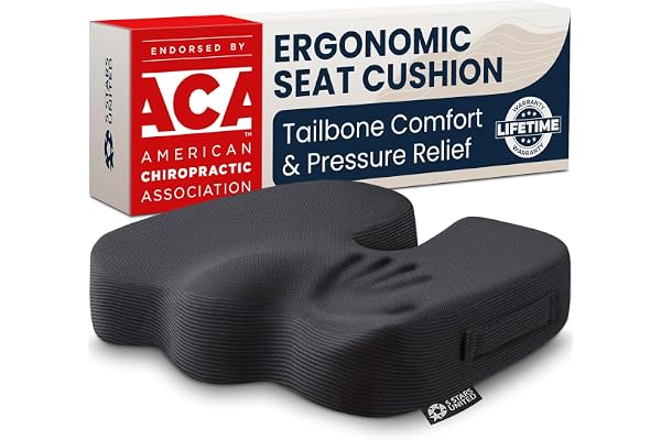 5 STARS UNITED Seat Cushion - Memory Foam Chair Cushion for Tailbone Pain Relief - Ergonomic Support for Coccyx, Sciatica & B