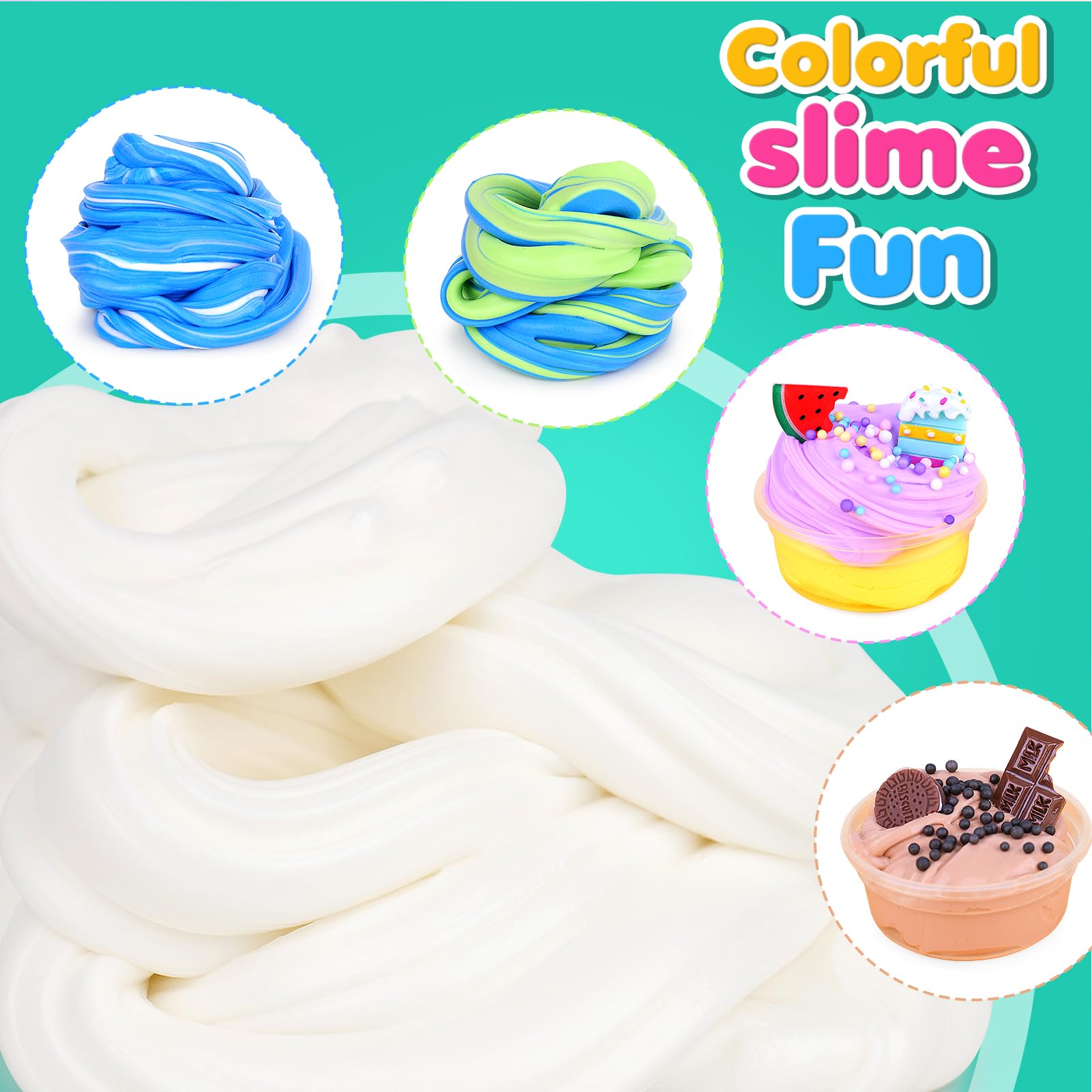 Butter Slime Kit for Girls Big Bucket: 35 FL OZ Non-Sticky and Stretchy Slime - White Premade Butter Slime Making Kits with Add-ins and Small Containers - Fun Birthday Gift for Kids Grils