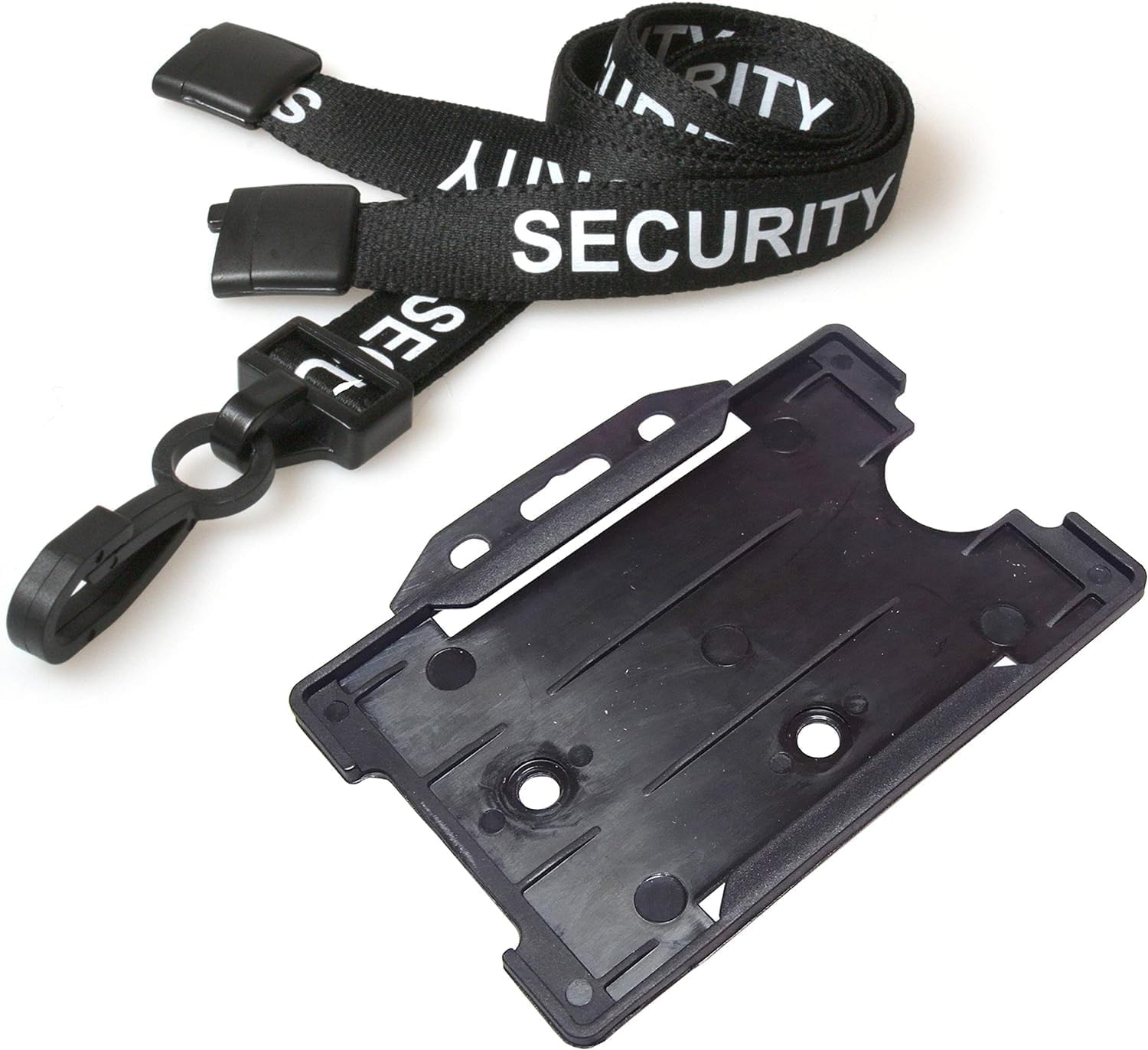 PCL Media Ltd Pre Printed Security Lanyard with Safety Breakaway & ID Card Holder - Black I.D Badge Holder with Heavy Duty Printed Lanyard Rope - SIA Professional Identity Card Sleeve