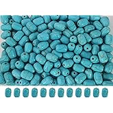 Turquoise Stone Cylinder Beads for Jewelry Making - 200pcs 8x12mm Blue Tube Spacer Beads Bulk for Necklace, Bracelet, Keychain, Hair, Lanyard & DIY Craft Supplies