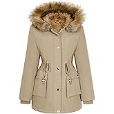 HEEKPEK Women Winter Coats Fleece Lined Parka Jackets Hooded Warm Thicken Coat With Pockets and Fur Hood Trendy Overcoat
