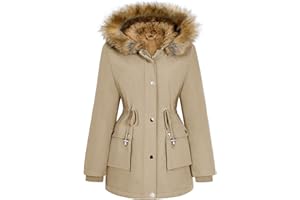 HEEKPEK Womens Fall Jackets Fleece Lined Parka Jacket Hooded Long Warm Coat with Faux Fur Hood Pockets Winter Overcoat
