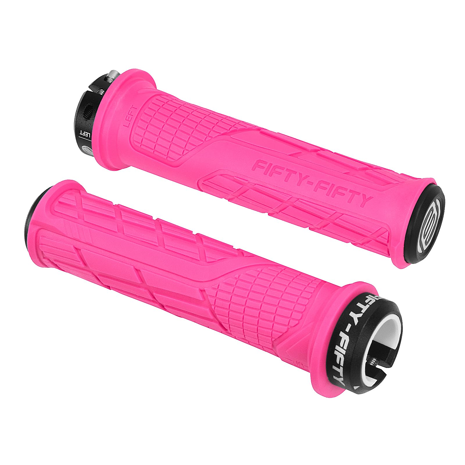 FIFTY-FIFTY Mountain Bike Handlebar Grips, Single Lock-on MTB Grips, Comfortable and Lock On, Non-Slip Bicycle Handle, Fit for All Mountain, Enduro, Downhill (Pink)