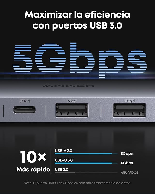 Hub USB C 7 en 1, HDMI 4K 60 Hz, 100 W, SD y TF
