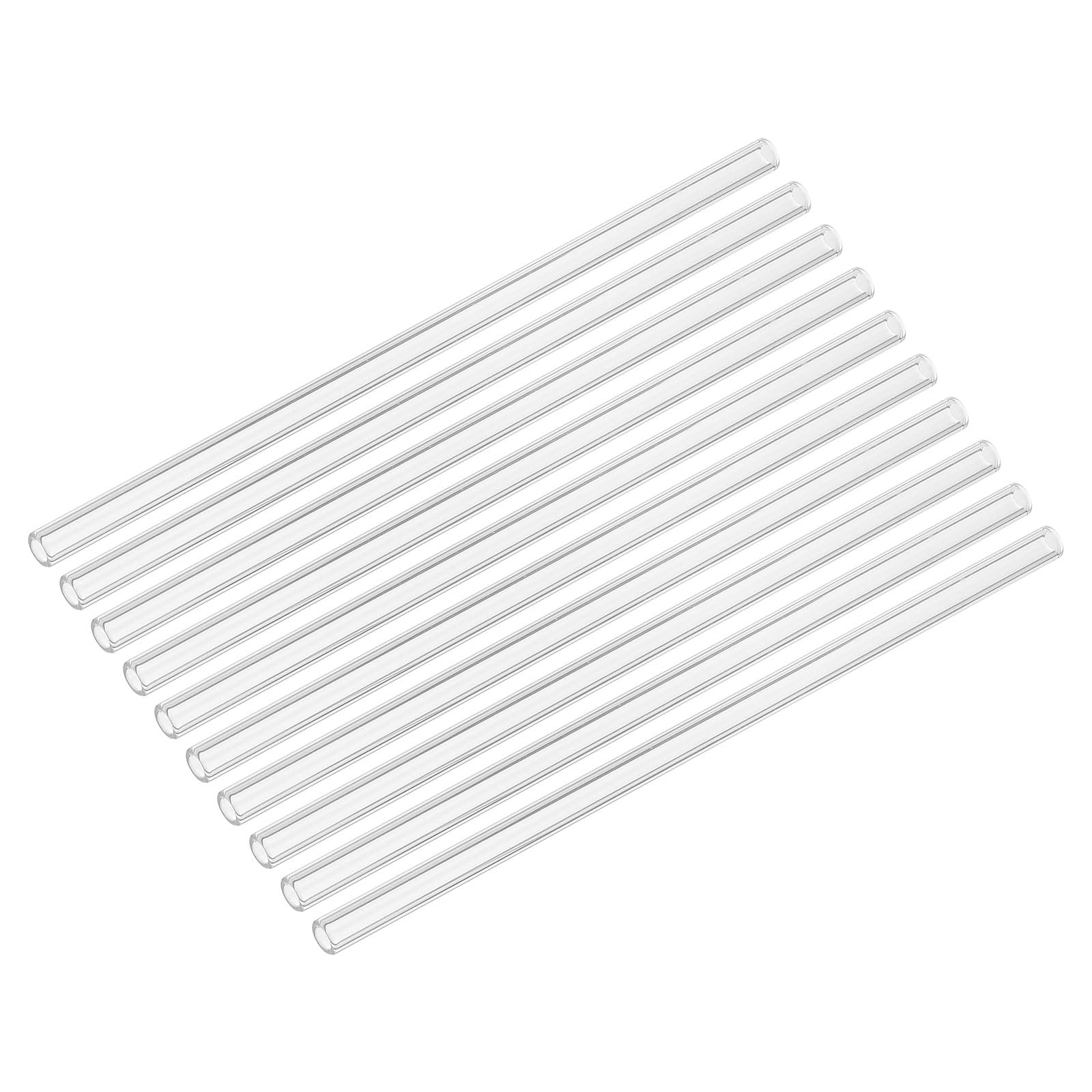 PATIKIL 8 Inch Transparent Borosilicate Glass Tubes, 10 Pack