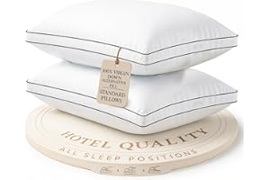 LANE LINEN Bed Pillows Standard Size Set of 2, Medium Soft Support Gusseted Hotel Pillows, Down Alternative Standard Pillow for Side Sleepers, Machine Washable, Comfortable for Quality Sleep - White