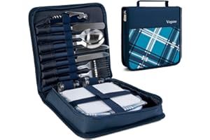 Vogano Picnic Set for 2-4, Portable Travel Utensils with Case, Reusable Camping Cutlery Plates, Stainless Steel of Spoons and Forks, for Hiking, Camp, BBQ, Gift