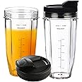 Replacement Nutri Ninja Blender Cups with Sip & Seal Lids, Compatible with BL450 BL456 BL480 BL482 BL640 BL642 BL682 BN401 BN751 BN801 Foodi SS101 SS151 SS351 SS401, 2-Pack (24oz-2Pack)