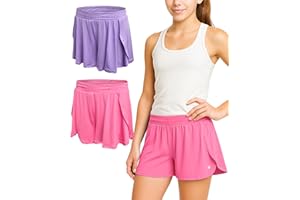 RBX Girls Athletic Shorts - 2 Pack Performance Flutter Butterfly Shorts for Girls - Dolphin Flowy Shorts with Inner Lining